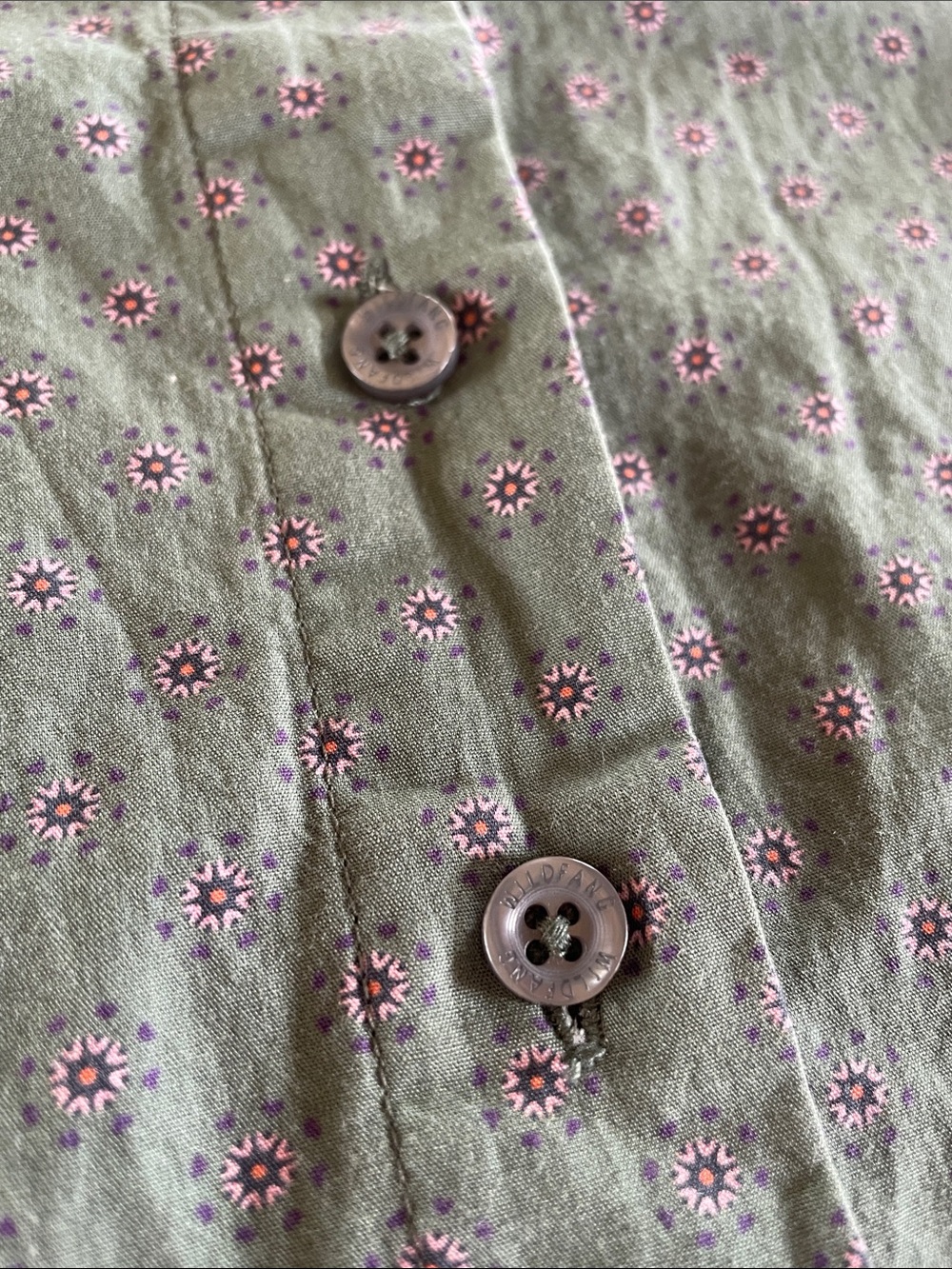 Wildfang Essential Long Sleeve Cropped Button-Up Shirt S Cotton Micro Floral - Picture 11 of 11